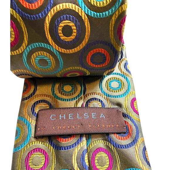 Chelsea ROBERT TALBOTT Silk Necktie USA Designer Geometric Circles Multicolor 60 - Picture 5 of 7